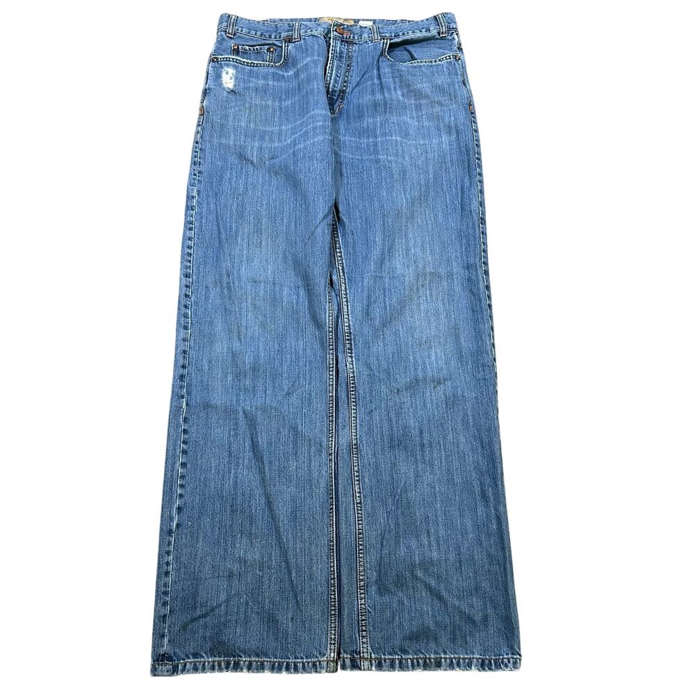 Vintage Y2K Old Navy Loose Jeans 36x34 Baggy Wide Leg Distressed Blue Denim